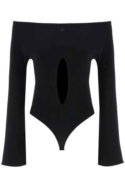 Shop Courrèges Courreges "jersey Body With Cut Out In Black