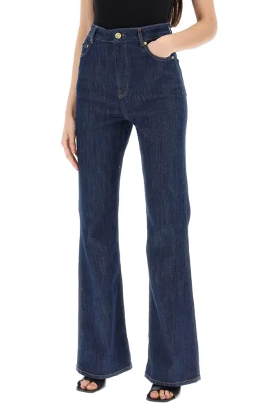 Shop Ganni High Waisted Flared Jeans In Blue