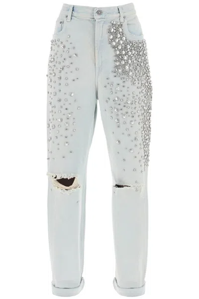 Shop Golden Goose Bleached Jeans With Crystals In Blue