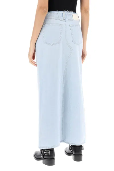 Shop Closed Denim Column Skirt With A Slim In Light Blue