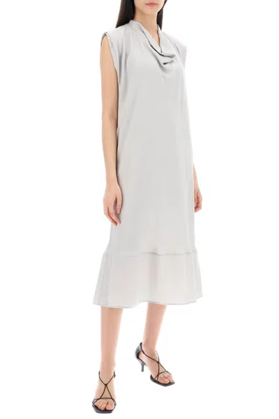 Shop Lemaire Midi Dress With Diagonal Cut In In Grey