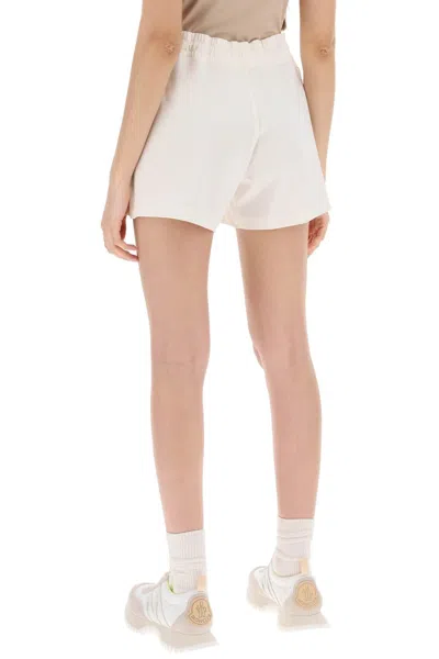 Shop Moncler Sporty Shorts With Nylon Inserts In White,neutro
