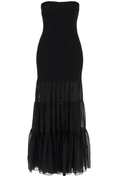 Shop Rotate Birger Christensen Rotate Maxi Chiffon Dress With Semi Transparent R In Black