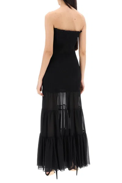 Shop Rotate Birger Christensen Rotate Maxi Chiffon Dress With Semi Transparent R In Black