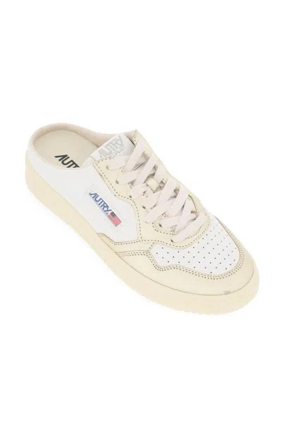 Shop Autry Medalist Mule Low Sneakers In White,gold