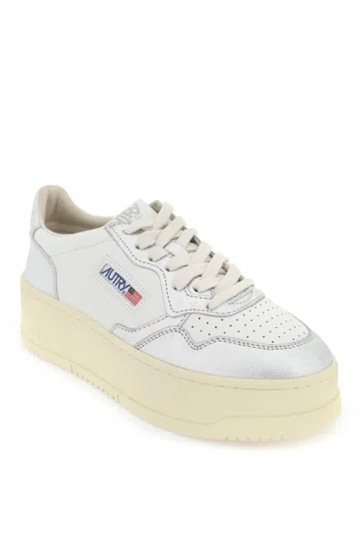 Shop Autry Medalist Low Sneakers In Silver,white