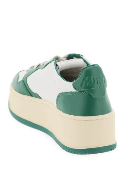 Shop Autry Medalist Low Sneakers In White,green