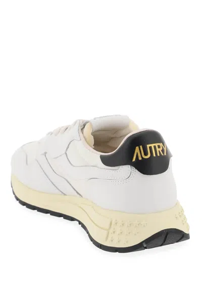 Shop Autry Low Cut Nylon And Leather Reelwind Sneakers In White,black