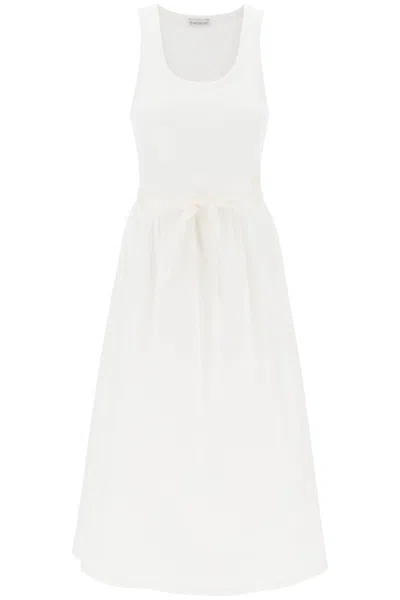 Shop Moncler Two Tone Midi Dress In White