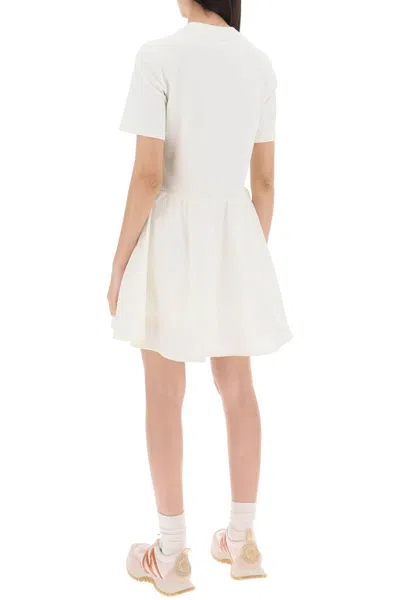 Shop Moncler Two Tone Mini Dress With In White,neutro