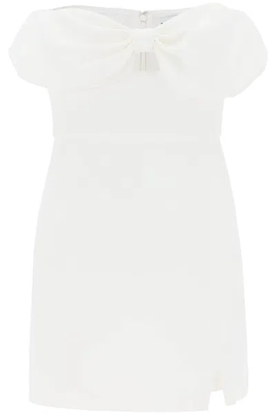Shop Self-portrait Self Portrait Mini Dress With Bow Accent In White