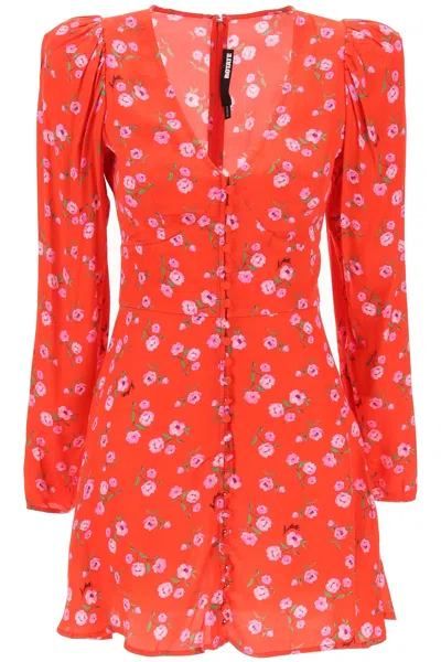 Shop Rotate Birger Christensen Rotate Floral Printed Satin Mini Dress In Red