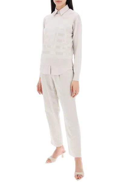 Shop Brunello Cucinelli Sleeveless Shirt With Sh In White,neutro