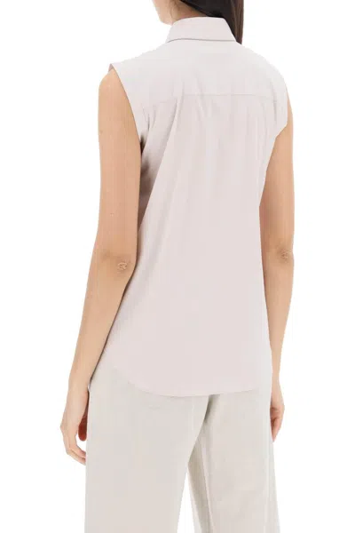 Shop Brunello Cucinelli Sleeveless Shirt With Sh In White,neutro
