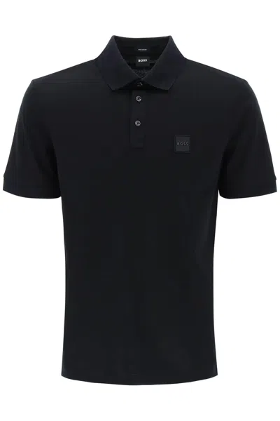 Shop Hugo Boss Boss Mercerized Cotton Polo Shirt In Black