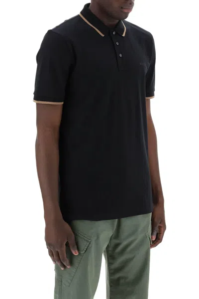 Shop Hugo Boss Boss Polo Shirt With Contrasting Edges In 黑色的