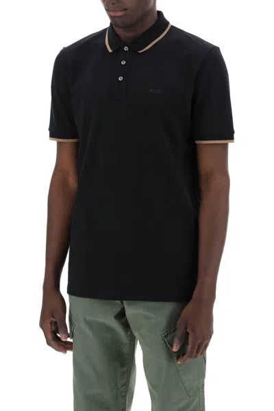 Shop Hugo Boss Boss Polo Shirt With Contrasting Edges In 黑色的