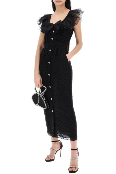 Shop Alessandra Rich "polka Dot Midi Dress In Ge In 黑色的