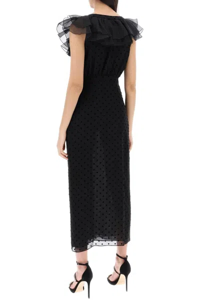 Shop Alessandra Rich "polka Dot Midi Dress In Ge In 黑色的