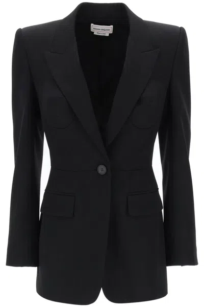 Shop Alexander Mcqueen Fitted Jacket With Bustier Details In 黑色的