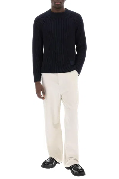 Shop Ami Alexandre Mattiussi Ami Alexandre Matiussi Cotton Wool Crewneck Sweater In 蓝色的
