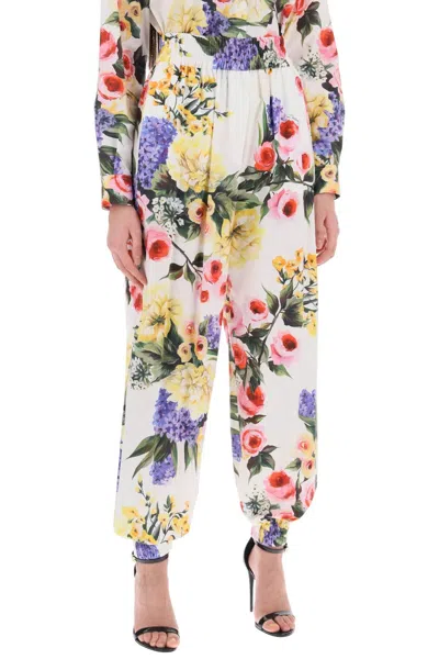 Shop Dolce & Gabbana Rose Garden Harem Pants In 白色的