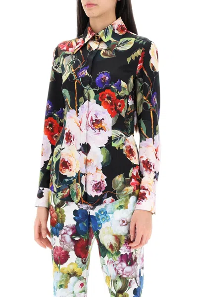 Shop Dolce & Gabbana Rose Garden Shirt In Satin In 多色的