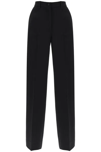 Shop Dolce & Gabbana Wide Leg Tailoring Pants In 黑色的