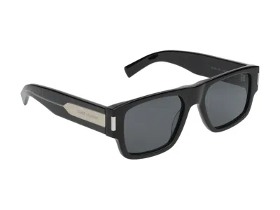 Shop Saint Laurent Sunglasses In Black Crystal Black