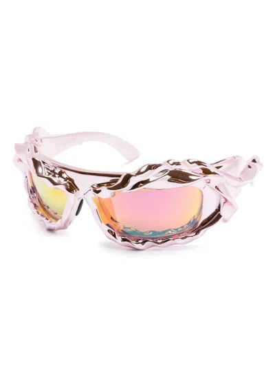 Shop Ottolinger Twisted Sunglasses In Metallic Rose