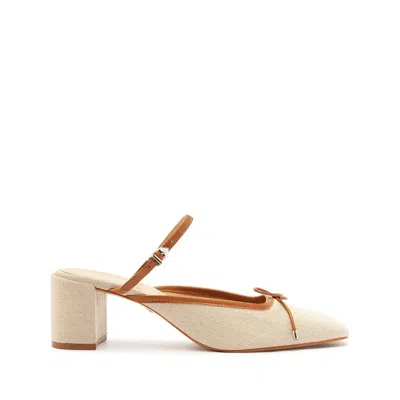 Shop Schutz Arissa Linen Block Mule In Beige