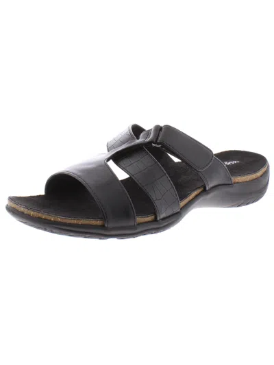 Shop Easy Street Frenzy Womens Faux Leather Flat Slide Sandals In Black