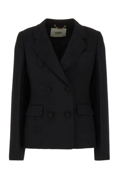 Shop Fendi Double-breasted Jacket In Black
