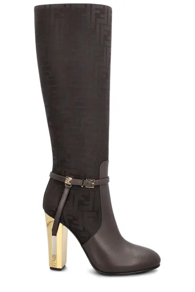 Shop Fendi Delfina High Heeled Boots In Brown