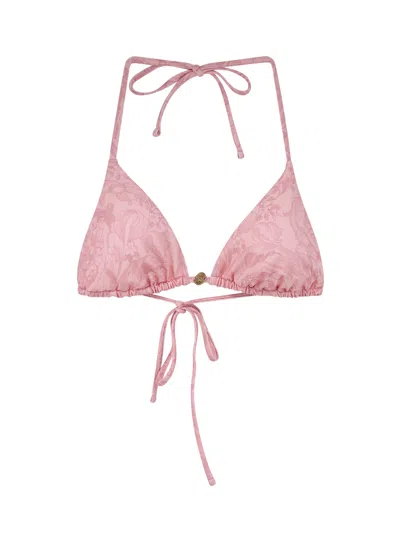 Shop Versace Bikini Top In Pink
