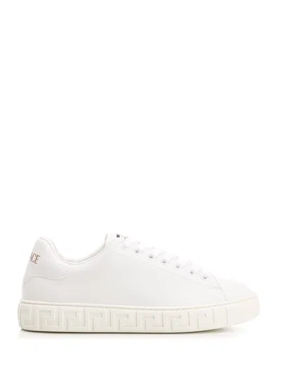 Shop Versace Greca Sole Sneakers In White