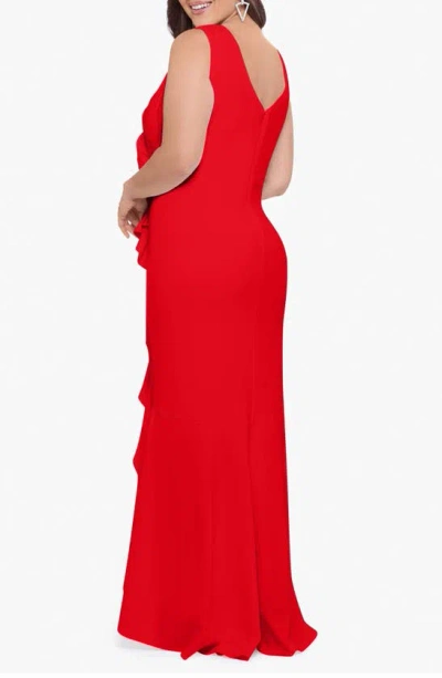 Shop Betsy & Adam Sleeveless High-low Ruffle Gown In Red