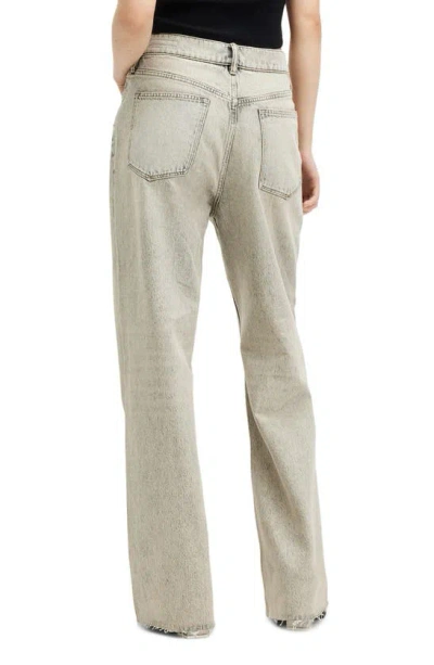 Shop Allsaints Blake Raw Hem Wide Leg Jeans In Sand Grey