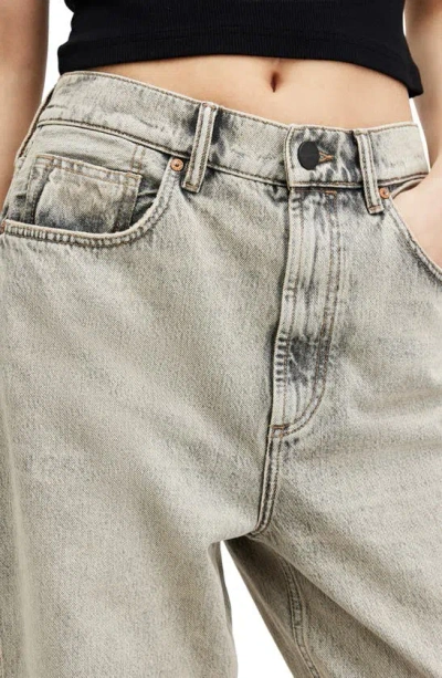 Allsaints Blake Low Slung Wide Leg Denim Jeans In Sand Grey