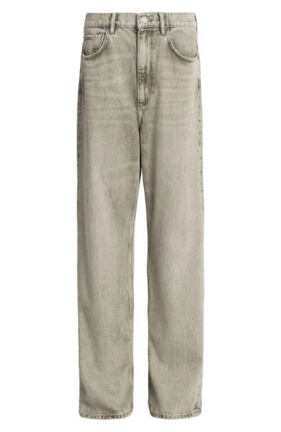 Shop Allsaints Blake Raw Hem Wide Leg Jeans In Sand Grey