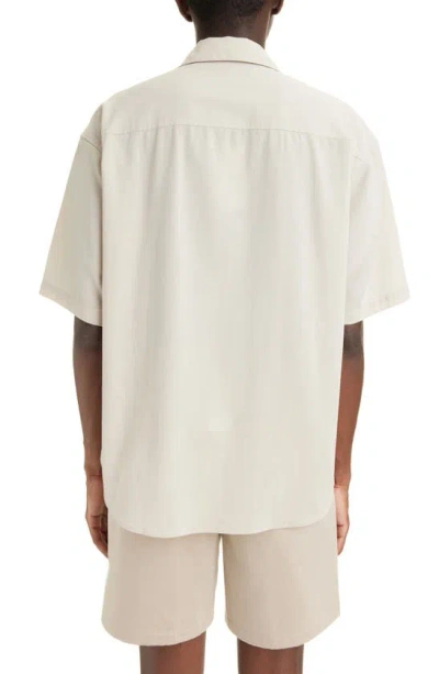 Shop Ami Alexandre Mattiussi Ami De Coeur Short Sleeve Button-up Shirt In Cream/ 721