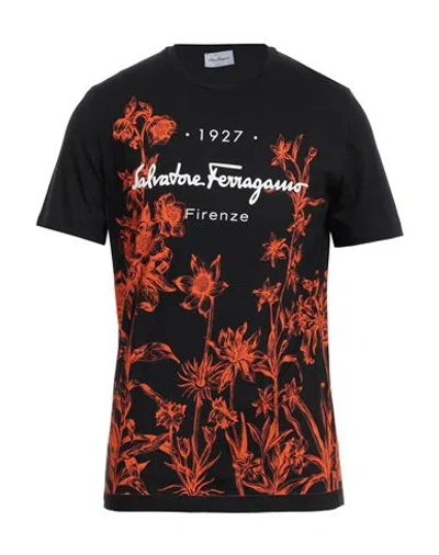 Shop Ferragamo Man T-shirt Black Size M Cotton