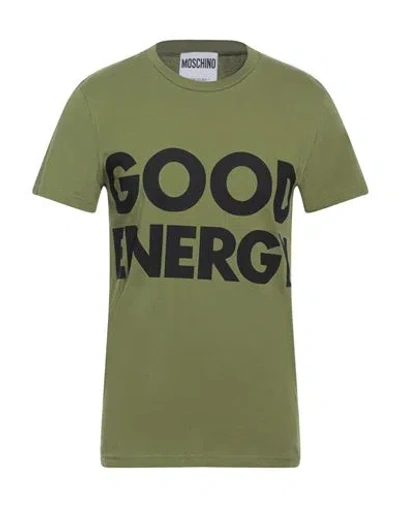 Moschino Man T-shirt Military Green Size 34 Cotton In Green