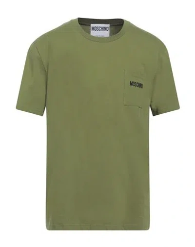 Shop Moschino Man T-shirt Military Green Size 44 Cotton
