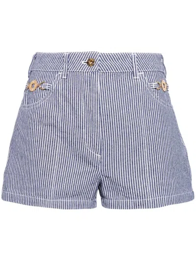 Shop Patou Shorts In Navy Striped