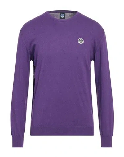 Shop North Sails Man Sweater Purple Size Xl Cotton