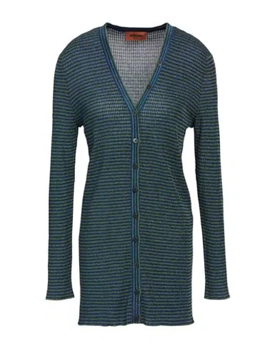 Shop Missoni Woman Cardigan Green Size 12 Viscose, Metallic Fiber