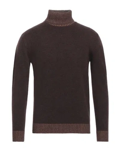 Cashmere Company Man Turtleneck Dark Brown Size 38 Geelong Wool In Brown