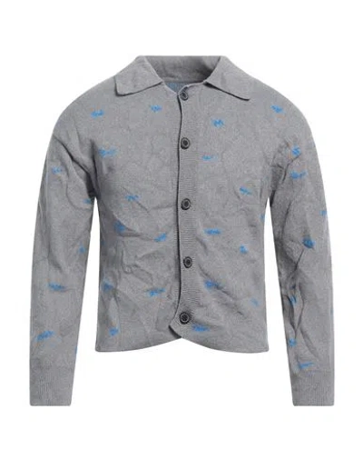 Ader Error Man Cardigan Grey Size L Cotton, Polyester In Grey