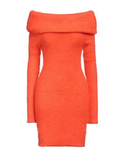 Isabel Marant Woman Mini Dress Orange Size 8 Mohair Wool, Synthetic Fibers, Recycled Polyamide, Wool In Orange